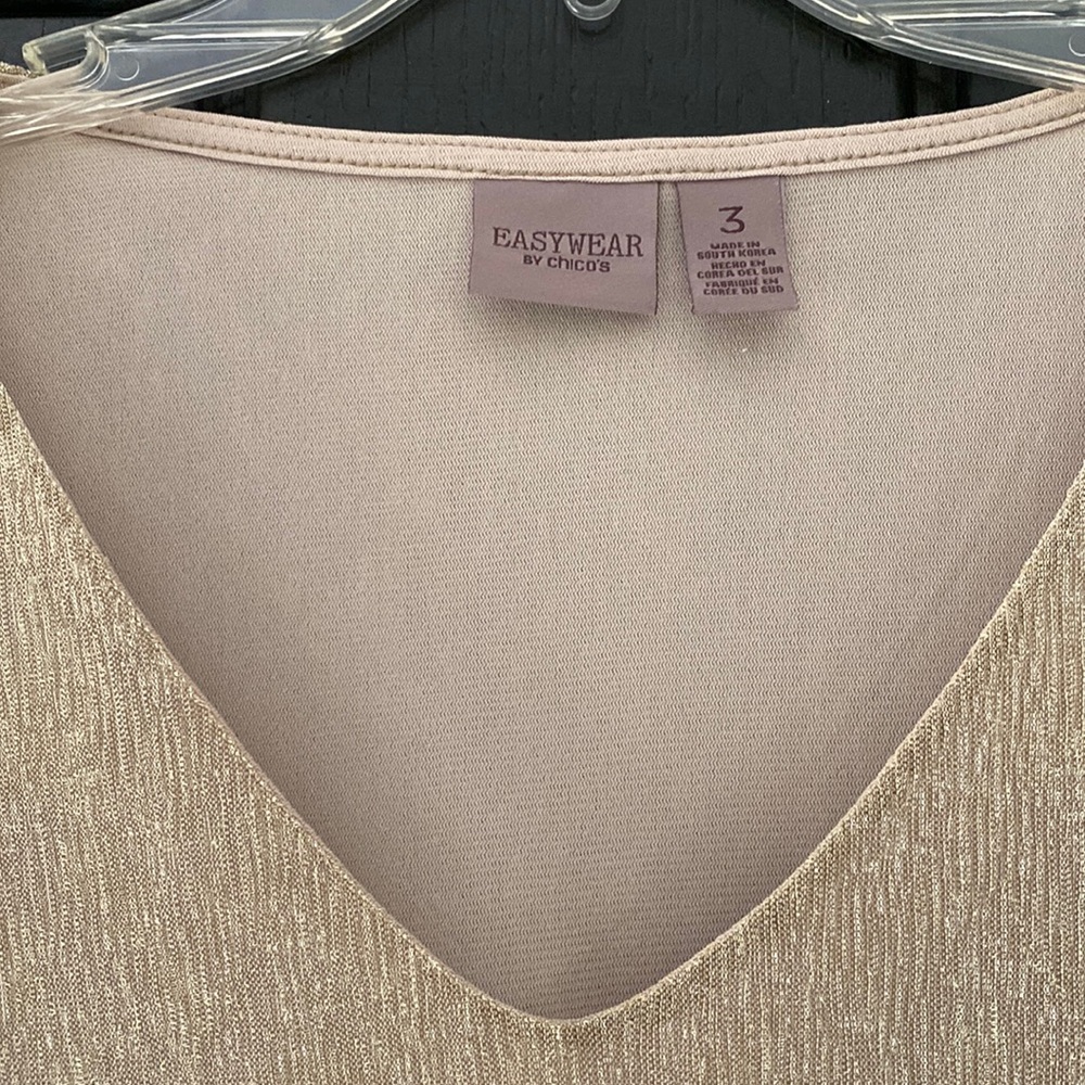 Chicos size 3 gold shimmery V-neck top